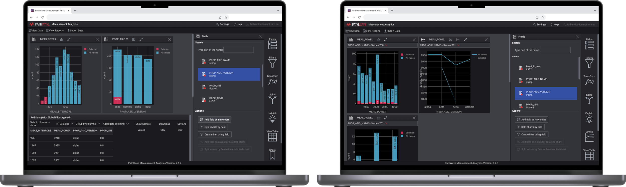 Keysight PWMA interface screenshots